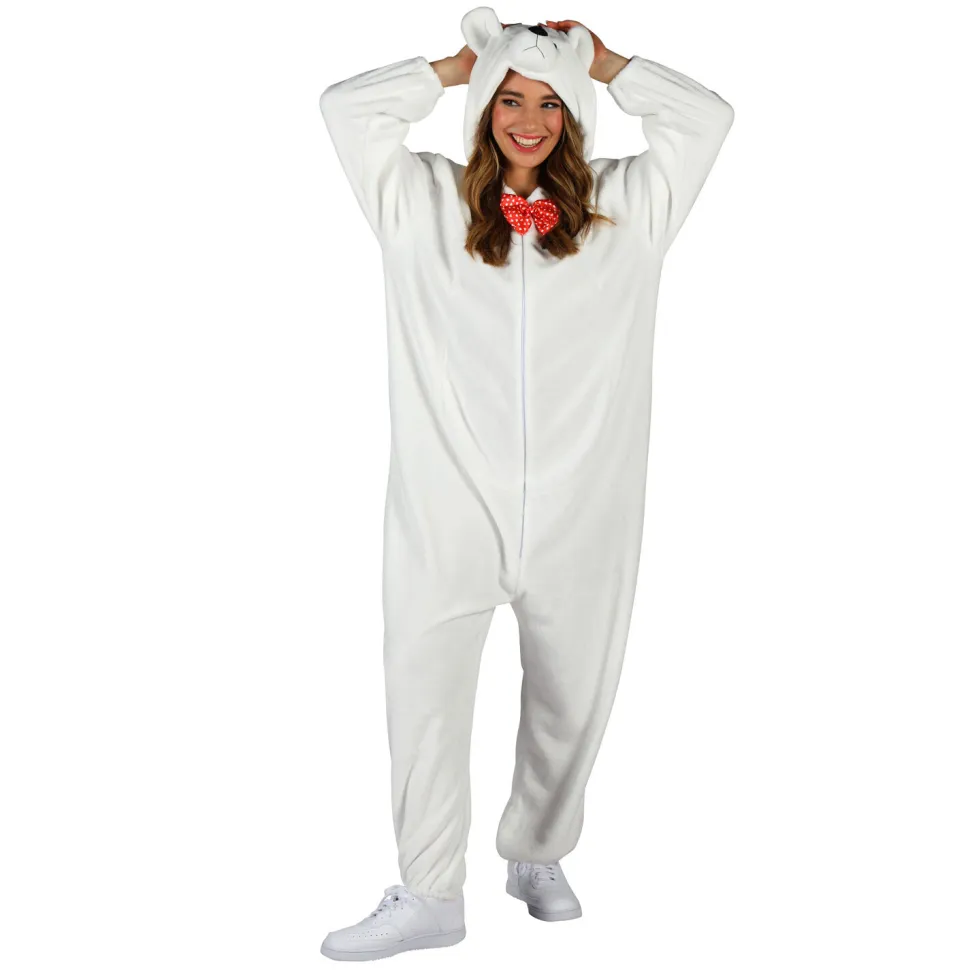NEU Unisex-Kostüm Plüsch-Overall Eisbär, weiß, Gr. XS-S