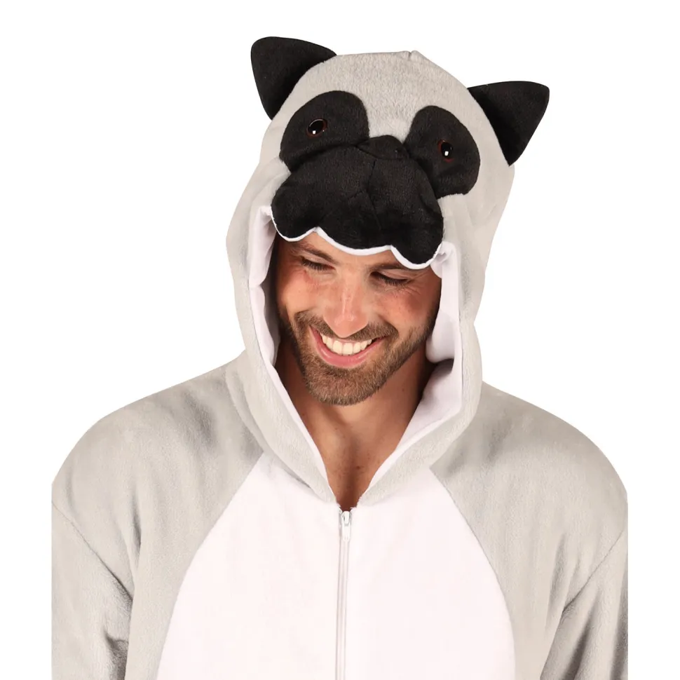NEU Unisex-Kostüm Plüsch-Overall Hund, grau, Gr. XS-S