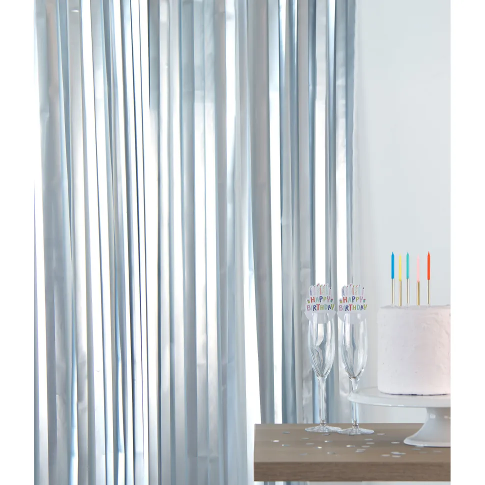 NEU Vorhang Lametta matt silber, 2m lang - 1m breit