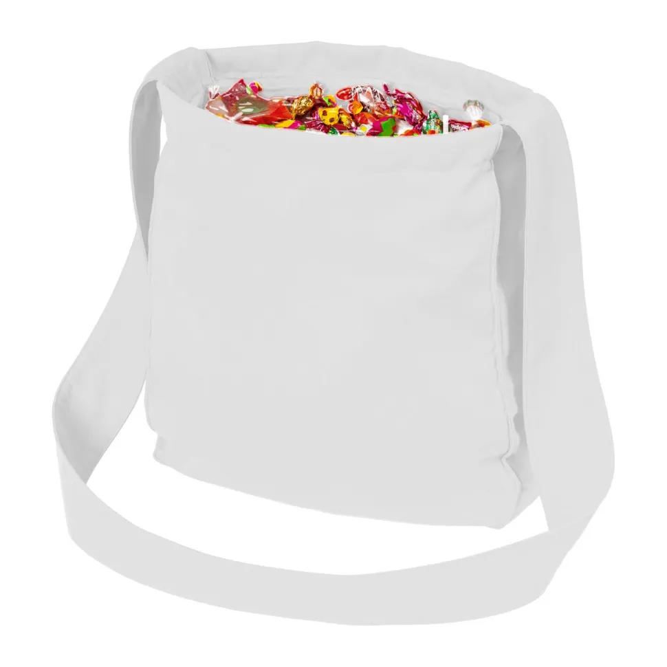 NEU Wurfbeutel weiß mit Futterstoff, 36x34cm, 71cm Träger, mit 2 Staufächern und breitem Trageriemen