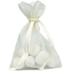 Organza Säckchen, Creme, 7.5 x 10 cm, 10 Stück