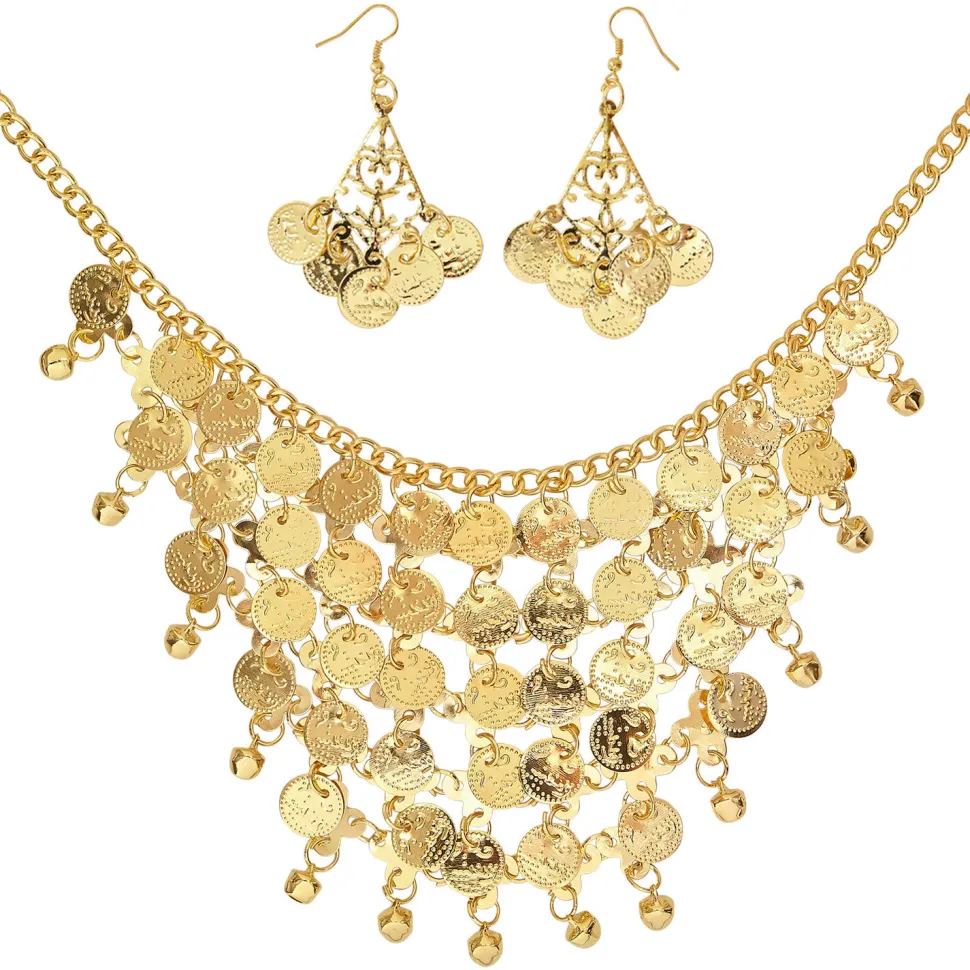 Orient-Set, Ohhringe und Kette mit Goldmünzen