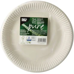 Pappteller Pure, rund, Ø 23 cm, 25 Stück, weiß