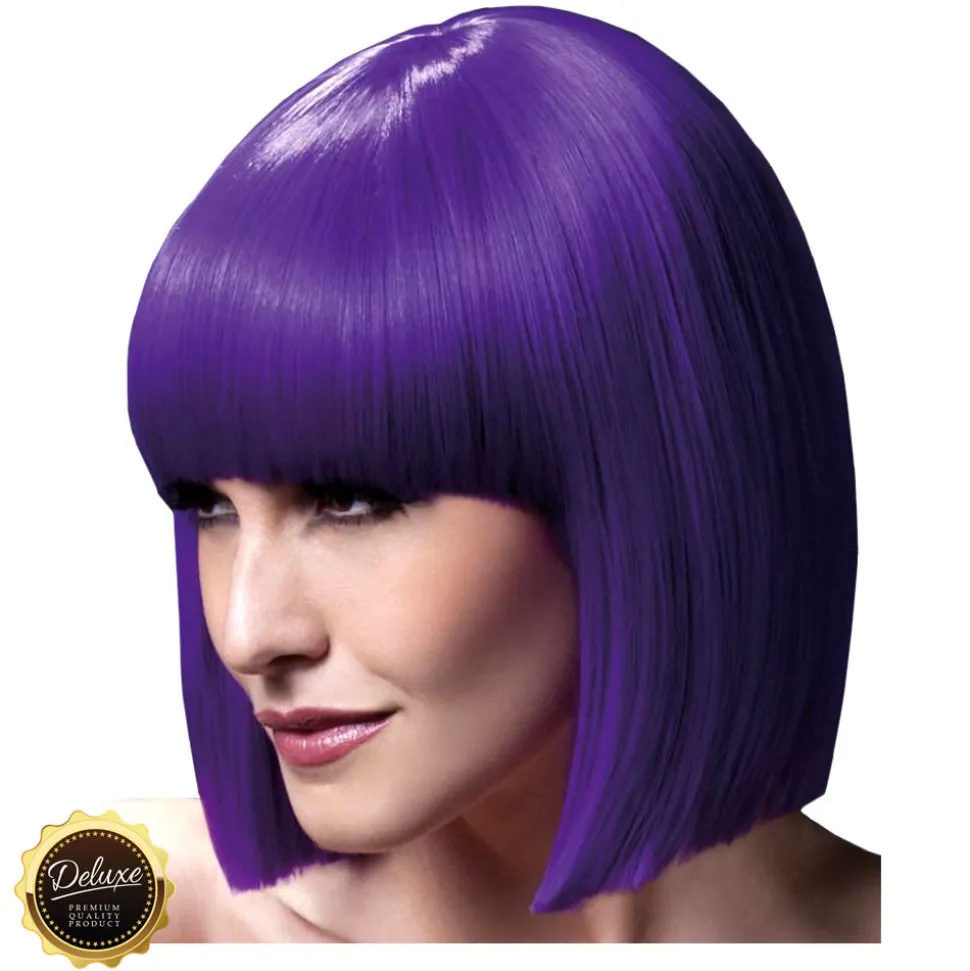 Perücke Damen Abgerundeter Bob, Pagenkopf mit Pony, gerade geschnitten, Premium-Qualität, Lola, violett