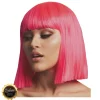 Perücke Damen Abgerundeter Bob, Pagenkopf mit Pony, gerade geschnitten, Premium-Qualität, Lola, neon-pink