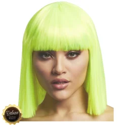 Perücke Damen Abgerundeter Bob, Pagenkopf mit Pony, gerade geschnitten, Premium-Qualität, Lola, neon-grün