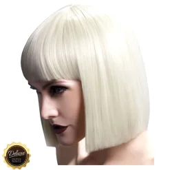 Perücke Damen Abgerundeter Bob, Pagenkopf mit Pony, gerade geschnitten, Premium-Qualität, Lola, blond
