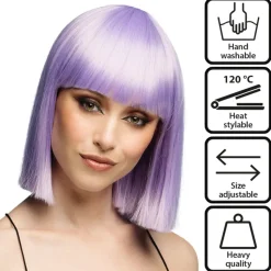 Perücke Damen Djamilla, Longbob, Premium-Qualität, Lila
