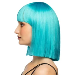 Perücke Damen Djamilla, Longbob, Premium-Qualität, Türkis
