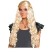 Perücke Damen Drachenmutter mit Locken und geflochtenem Haarkranz, blond