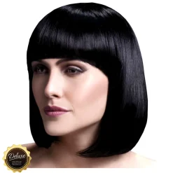 Perücke Damen Eleganter Bob, Pagenkopf mit Pony, Premium-Qualität, Elise, schwarz
