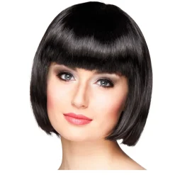 Perücke Damen Foxy Bob, Pagenkopf mit Pony, Cabaret, schwarz