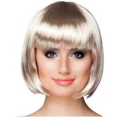 Perücke Damen Foxy Bob, Pagenkopf mit Pony, Cabaret, platin