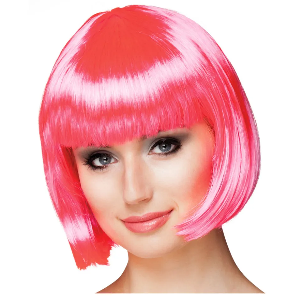 Perücke Damen Foxy Bob, Pagenkopf mit Pony, Cabaret, hotpink