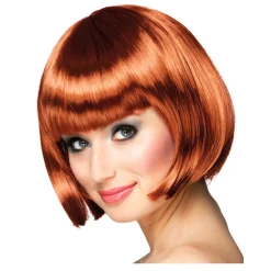 Perücke Damen Foxy Bob, Pagenkopf mit Pony, Cabaret, kupfer
