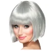 Perücke Damen Foxy Bob, Pagenkopf mit Pony, Cabaret, silbergrau