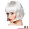 Perücke Damen Foxy Bob, Pagenkopf mit Pony, Cabaret, weiß - SPARPACK mit 12 Stück