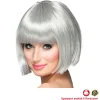 Perücke Damen Foxy Bob, Pagenkopf mit Pony, Cabaret, silbergrau - SPARPACK mit 6 Stück