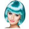 Perücke Damen Foxy Bob, Pagenkopf mit Pony, Cabaret, türkis