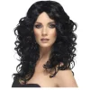 Perücke Damen Halblang mit Mittelscheitel gelockt, Glamour, schwarz