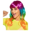 Perücke Damen Halblang mit Pony Candy Style Neon Kandy, bunt
