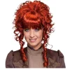 Perücke Damen Hochsteckfrisur mit Pony, leicht gelockt, Steampunk Barock, mahagoni