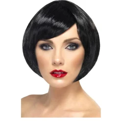 Perücke Damen Kurzer Bob, Pagenkopf mit Pony, Babe, schwarz