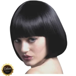Perücke Damen Kurzer Bob, Pagenkopf mit Pony, Premium-Qualität, Mia, schwarz
