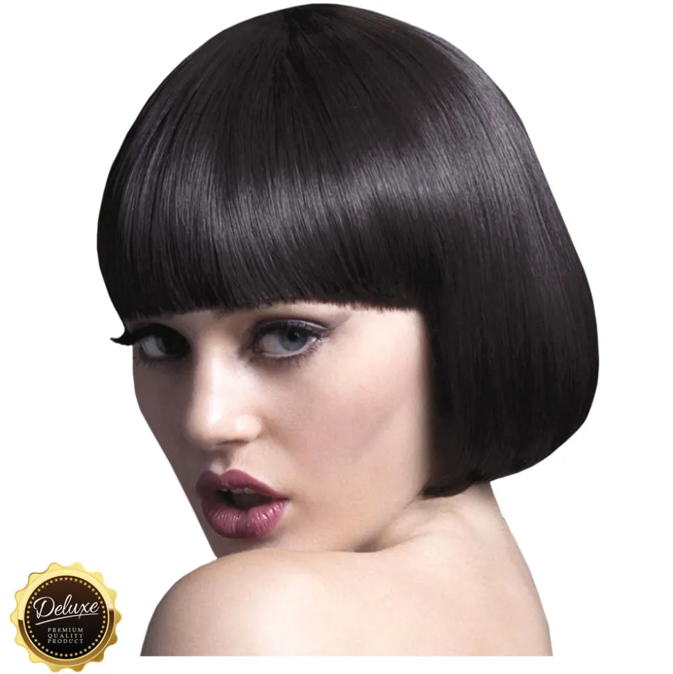 Perücke Damen Kurzer Bob, Pagenkopf mit Pony, Premium-Qualität, Mia, braun