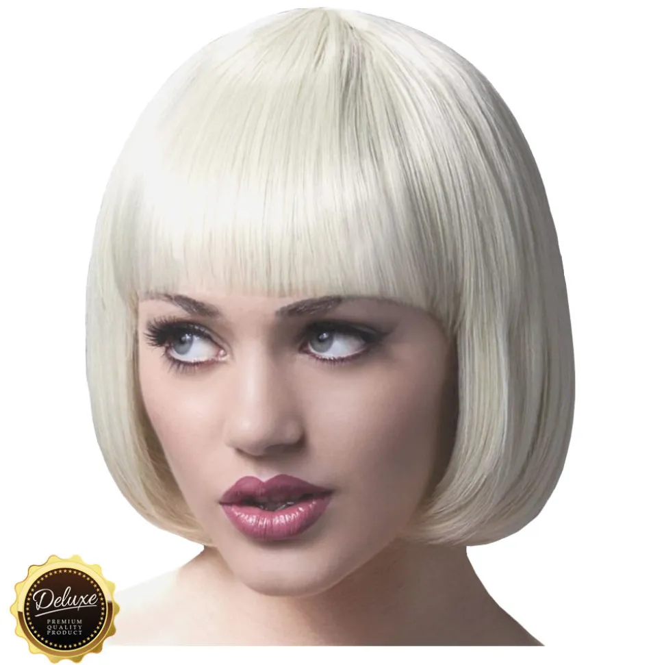 Perücke Damen Kurzer Bob, Pagenkopf mit Pony, Premium-Qualität, Mia, blond
