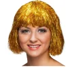Perücke Damen Lametta Flitter, Pagenkopf mit Pony glamour, Hollywood, gold