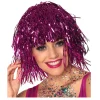 Perücke Damen Lametta Folie, Disco, pink - SPARPACK mit 12 Stück