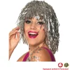 Perücke Damen Lametta Folie, Disco, silber - SPARPACK mit 6 Stück
