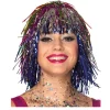 Perücke Damen Lametta Folie, Disco, bunt
