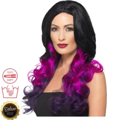 Perücke Damen Langhaar Clamour Deluxe mit Farbverlauf, STYLEBAR, Schwarz-Pink