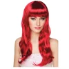 Perücke Damen Langhaar glatt mit Pony, Party Chique, rubin
