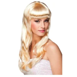 Perücke Damen Langhaar glatt mit Pony, Party Chique, blond