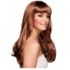 Perücke Damen Langhaar glatt mit Pony, Party Chique, braun