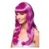 Perücke Damen Langhaar glatt mit Pony, Party Chique, magenta