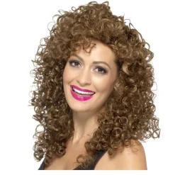 Perücke Damen Langhaar mit kleinen Locken, Boogie Babe, braun