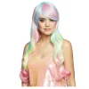 Perücke Damen Langhaar mit Pony Candy Style Heaven, türkis-rosa-gelb