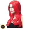 Perücke Damen Langhaar, Wellig mit Mittelscheitel, Premium-Qualität, Khloe, neon-rot