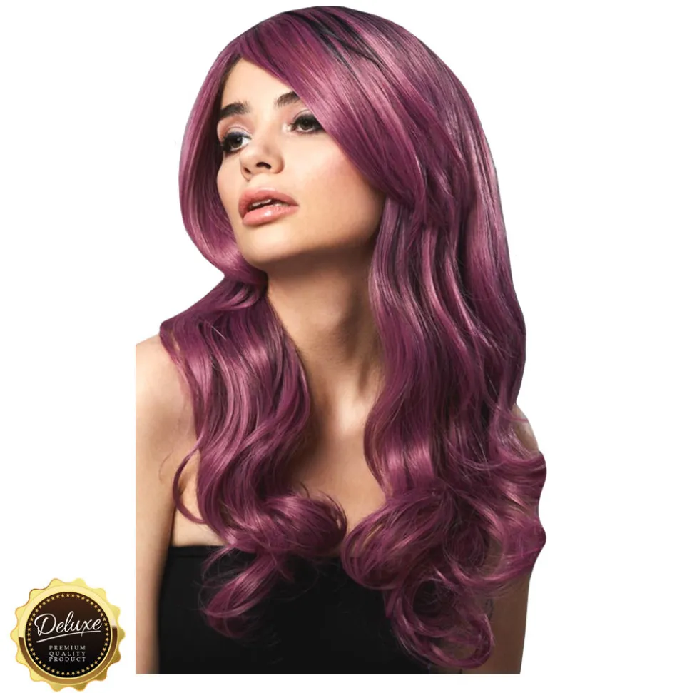 Perücke Damen Langhaar, Wellig mit Mittelscheitel, Premium-Qualität, Khloe, mauve