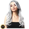 Perücke Damen Langhaar, Wellig mit Mittelscheitel, Premium-Qualität, Khloe, eissilber
