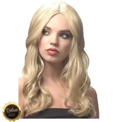 Perücke Damen Langhaar, Wellig mit Mittelscheitel, Premium-Qualität, Khloe, blond
