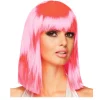 Perücke Damen Longbob, Pagenkopf mit Pony, Dance, neon rosa