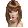 Perücke Damen Longbob, Pagenkopf mit Pony, Glam, braun
