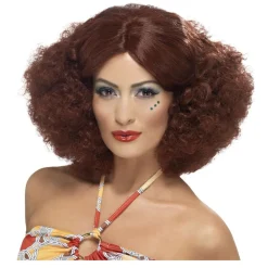 Perücke Damen Mittelscheitel 70er-Afro, Disco Queen, mahagoni