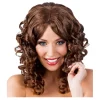Perücke Damen Mittelscheitel schulterlange Locken, Cocktail, braun