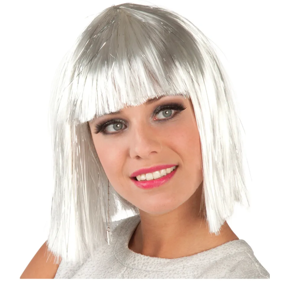 Perücke Damen Pagenkopf mit Pony glamour Gigi gesträhnt silber, weiß